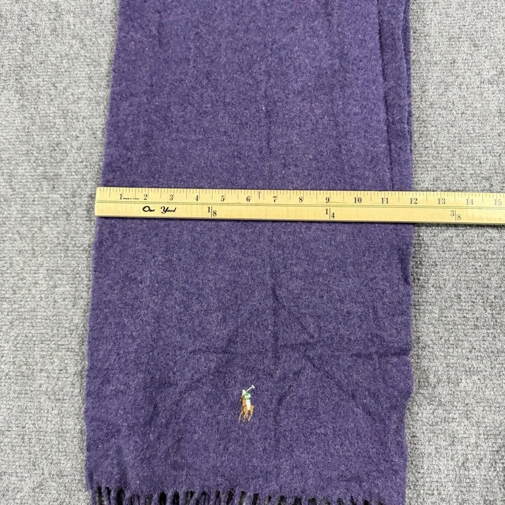 Vintage Polo Ralph Lauren Lambs Wool Scarf Purple Tassel Fringe Flesh Pony Italy
